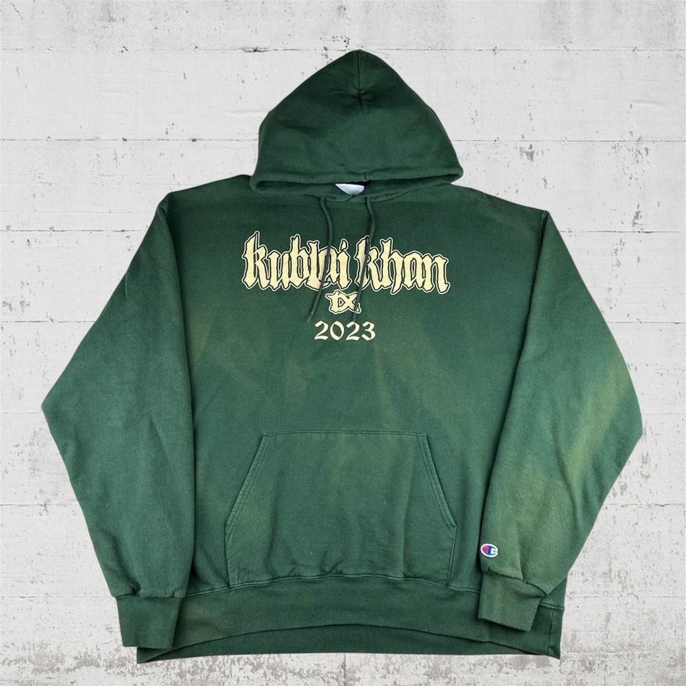 Kublai Khan TX 2023 Band Champion Hoodie Mens 2XL Green Sweatshirt Metalcore
